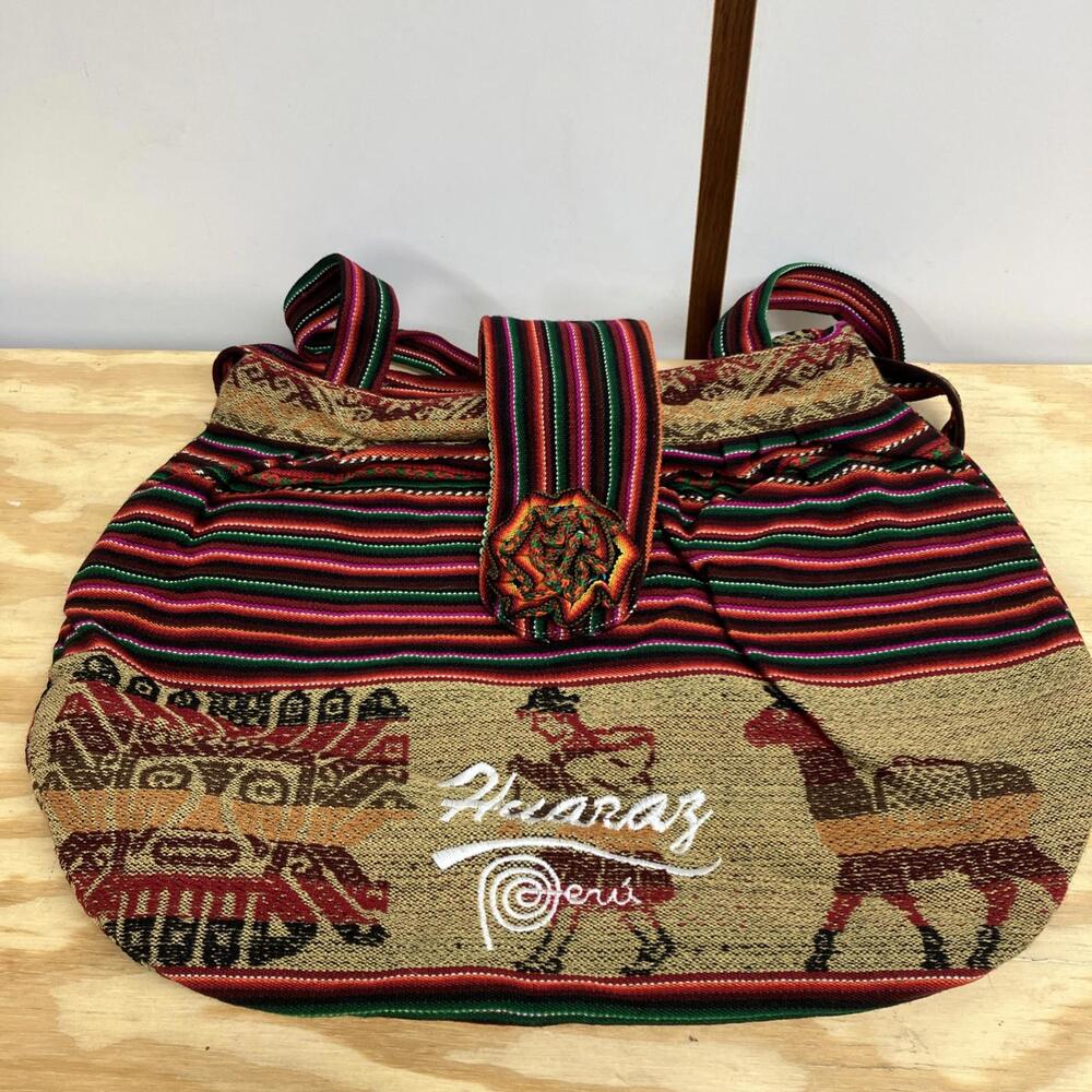 Peruvian Andean Fabric Tote Multicolored - Native Woman Design W. Inside Pocket